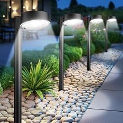 Ahaorigin 6 Pack Solar Pathway Lights Outdoor, 12 Brighter LED Solar Lights Outdoor Waterproof, Up to 12 Hrs Modern Path Light for Yard Garden Walkway Driveway Lawn, Cool White