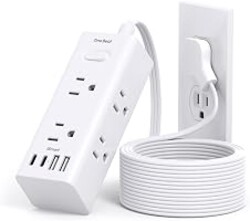 One Beat 10Ft Extension Cord with Multiple Outlets,Flat Plug Power Strip | Surge Protector with 10 Ft Long Cord,6 Outlet 4 USB Ports (2USB C),Multi Outlet Wall Plug for Travel,College,Dorm Essentials