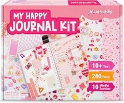 Jackinthebox Happy Journal Kit for 8-12 year old Girls, Craft Scrapbook Set | Best Tween Birthday Gifts, Teen Journaling Stuff, DIY toys, Ages 8 9 10 11 12 Years Old, Photo Transfer & Coloring Supplies