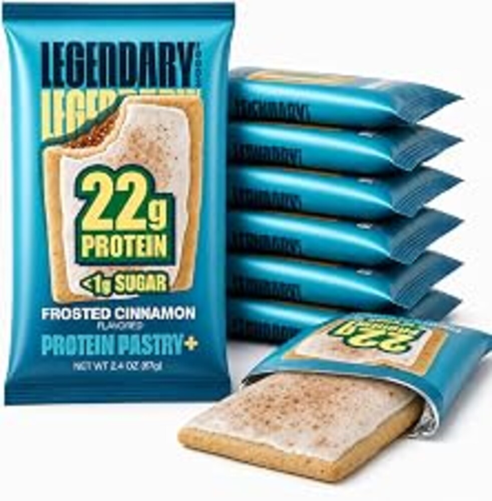 Legendary Foods Frosted Cinnamon Protein Pastry, 22g Protein, 8 Count | Protein Pastry, Keto Snack, Frosted Breakfast Tart, High Protein Keto Treats, Healthy Snacks for Adults & Kids