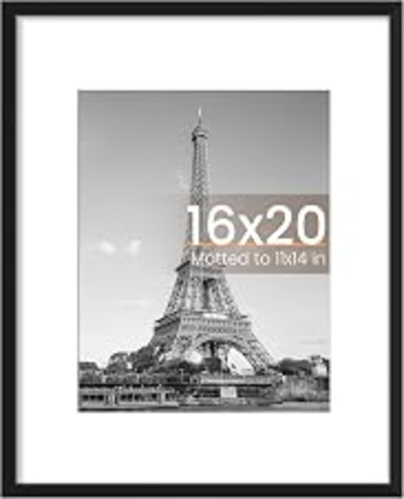 upsimples 16x20 Picture Frame, Wall Decor Poster Frames, Black 1 Pack | 16 x 20 Frame, 11x14 Frame with Mat for Gallery Wall, Family, Baby, Dog, Dorm, Christmas