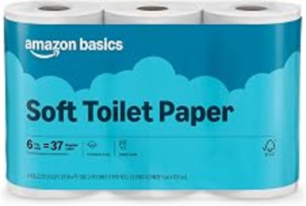 Amazon Basics 2-Ply Soft Toilet Paper, 6 Rolls, 350 Sheets per Roll, Equivalent to 37 Regular Rolls, Septic Safe
