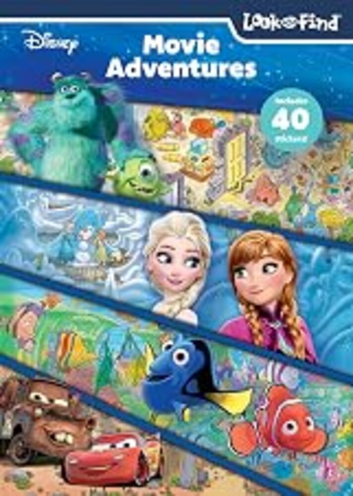 Disney Frozen, Cars, Dory, Nemo, and More! - Movie Adventures Look and Find Activity Book with Stickers - PI Kids