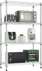 M MZG 1000 lbs 4 Tier Shelf Metal Storage Shelves Wire Rack Closet Organizers for Garage Kitchen Bathroom Laundry Chrome 11.8" D x 25.6" W x 45.5" H
