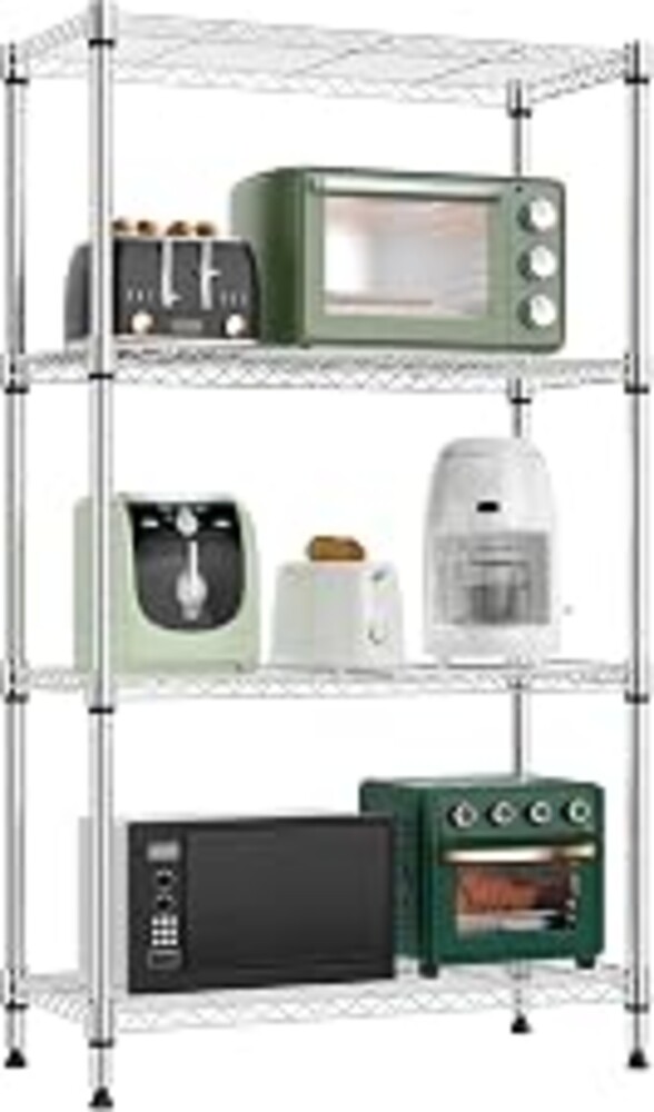M MZG 1000 lbs 4 Tier Shelf Metal Storage Shelves Wire Rack Closet Organizers for Garage Kitchen Bathroom Laundry Chrome 11.8" D x 25.6" W x 45.5" H