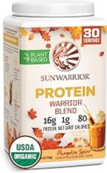 Sunwarrior Vegan Protein Powder Plant-Based USDA Organic Protein BCAA Amino Acids Hemp Seed Keto Friendly Soy Dairy Gluten & Synthetic Free Non-GMO, Pumpkin Spice Flavored 30 Servings