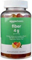 Amazon Basics Soft Fiber Gummies for Digestive Health and Regularity, Orange, Lemon & Strawberry Flavors, 90 Count, Pack of 1 (Previously Solimo)