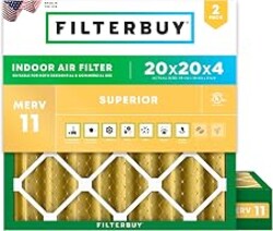 Filterbuy 20x20x4 Air Filter MERV 11 Pet & Allergy Defense (2-Pack) | Electrostatic Pleated HVAC AC Furnace Filters Replacement, Made in USA (Actual Size: 19.50 x 19.50 x 3.63)