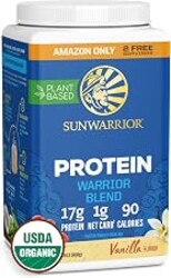 Sunwarrior Organic Plant Based Protein Powder, Vegan, Vanilla, 32 Servings | BCAA Amino Acids, Hemp Seed Pea Blend, Non-GMO, Soy Dairy Filler & Gluten Free