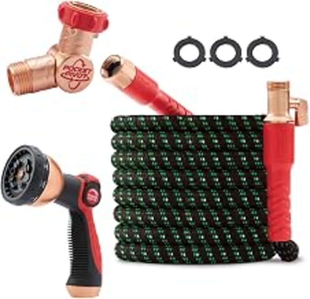 Pocket Hose Ballistic Double UV Edition 50 FT Expandable Garden Hose w/Pocket Pivot Swivel Connector, Anti-Burst Sleeve Reinforced w/Bulletproof Fiber, Lightweight, No-Kink, Compact, AS SEEN ON TV | 50 ft expandable hose w/ UV protection, anti-burst fiber sleeve, Pocket Pivot swivel connector, lightweight & kink-resistant