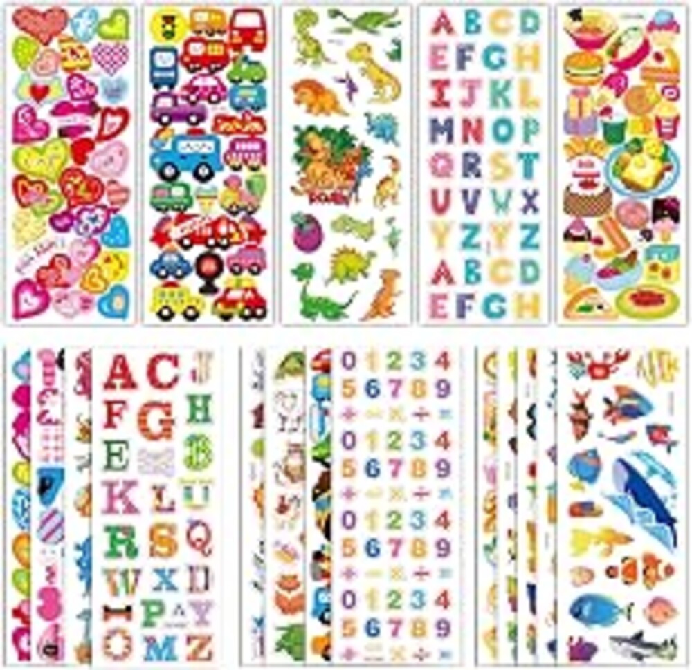 500+ Puffy Stickers,3D Stickers for Kids Toddlers - Cute Stickers Pack,Christmas Crafts Games for Kids,2-4 Year Old Boy Girl Birthday Gift - Christmas Gift for Grandkids,Stocking Stuffers for Kids