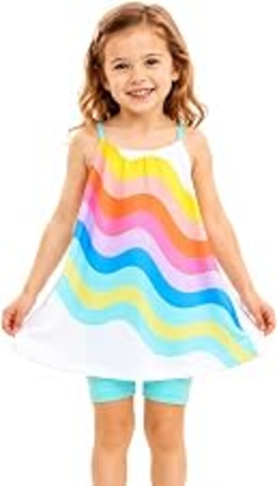 HILEELANG Girls Dress and Shorts Set Cotton Sleeveless Swing Dress with Bike Shorts Summer Outfit for Toddler Little Girls