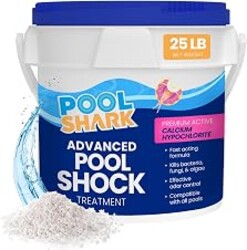 POOL SHARK 68% Calcium Hypochlorite Pool Shock | 25 lb Bucket Chlorine Granules | Pool Shock Treatment for Swimming Pools | Inground & Above Ground Pool Cleaning, Fast-Acting Chlorine Shock