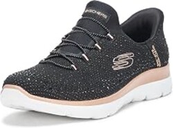 SKECHERS Summits Brilliant Shine Hands Free Slip-INS | Slip-ins, Rhinestone embellished mesh upper with stretch laces, Heel Pillow holds your foot secure,Flexible traction outsole
