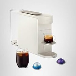 Nespresso Vertuo Up Coffee & Espresso Maker by De'Longhi, White | Pearl white coffee machine with 3 second start, 47 oz. multi-position water tank, iced coffee mode and app customization.