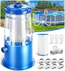 KimFilter Transparent 1000 GPH Above Ground Pool Filter Pump | Easy to View Cartridge Status, Pool Cartridge Filter Pump System, Enhanced Circulation & Filtration for Crystal-Clear Water