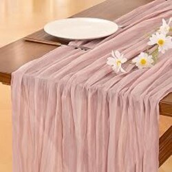 Cheesecloth Table Runner Summer Boho Wedding Birthday Party Home Decor | Pink 6pcs Rustic Gauze 10FT Cheese Cloth Sheer Farmhouse Dining Runner for Baby Shower Bridal Holiday Decorations
