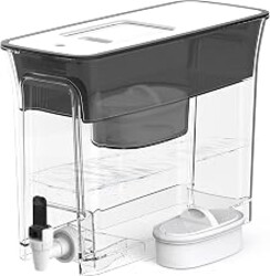 Waterdrop WFD-40L Water Filter Dispenser, 35-Cup Capacity, Black | 200-Gallon Long-Life Water Filter Pitcher, Large Capacity, Reduces Chlorine, PFOA/PFOS and More, BPA Free