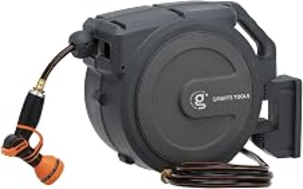 Giraffe Tools Retractable Garden Hose Reel 1/2"78FT Wall Mount Auto Rewind | Any Length Lock,Auto Rewind System,180° Swivel Bracket,Heavy Duty Hybrid Hose,Easy to Assemble,7 Spray Patterns