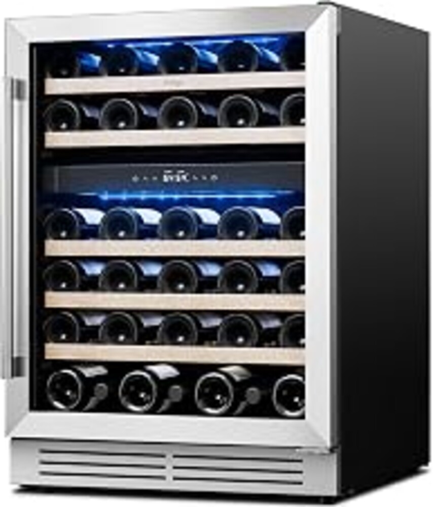 Yeego 24 Inch Wine Fridge, 52 Bottle Dual Zone Wine Cooler with Glass Door | Built-In or Freestanding, Under Counter Wine Refrigerator with 40-65°F | For Home Bar, Kitchen