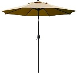 Sunnyglade 9' Patio Umbrella Outdoor Table Umbrella with 8 Ribs Tan | 9 FT Patio Umbrella with Waterproof Polyester Canopy, Aluminum Pole, Push-Button Tilt & Crank for Outdoor Patio Tables, Pool