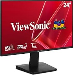 ViewSonic VA2448-MH 24 Inch 1080p Computer Monitor, IPS 120Hz Display | Variable Refresh Rate, HDMI, VGA, Eye Care, Frameless, Home Office, Laptop, PC, Macs, Anti Glare, 1ms, 300 Nits, 2W Speakers