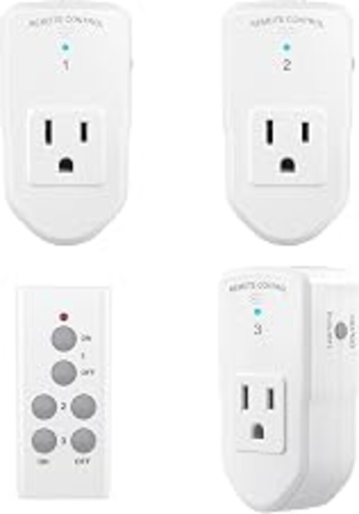 BN-LINK Wireless Remote Control Outlet Electrical Switch for Lights, Fans, Christmas Lights, Small Appliance, 100ft Long Range White (Learning Code, 3 Outlets +1 Remote) 1200W/10A, ETL & FCC Certified