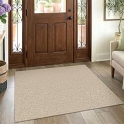 EARTHALL Washable Entryway Rug, Non Slip Indoor Doormat, 3x4 Ft, Sand/Beige | Washable Braided Area Rug, Non Slip Rubber Dot Backed, For Kitchen, Foyer, Front Door, Porch, Bathroom, Bedroom