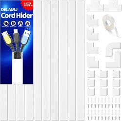 Delamu Cord Hider, 157in Wire Covers for Cords on Wall, Premium Cable Hider Cord Covers for Wires, Cable Management Wire Hide