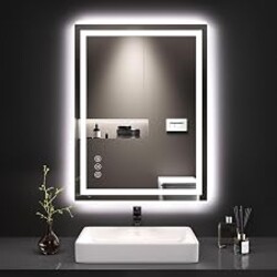LOAAO 24"X32" LED Bathroom Mirror with Lights | Anti-Fog, Dimmable, 3 Color Temperature, Backlit + Front Lit, Memory Function, Tempered Glass, UL Listed
