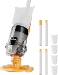 Cordless Pool Vacuum with Telescopic Pole, Powerful 30 GPM Suction, Advanced Dual Filtration, Replaceable Battery, Handheld Rechargeable Pool Cleaner for Above Ground and Inground Pools, Orange
