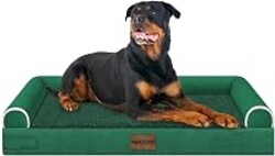NANUYA Orthopedic Dog Bed for XX-Large Dogs, 44 x 34 Inch, Emerald | Egg crate foam for joint support, 3-sided bolster pet sofa, waterproof lining, washable cover, and non-skid base