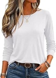 Zeagoo Women's Casual Shirts Long Sleeve Tops Crewneck Tshirts Fall Clothes | Breathable Comfort Lightweight Basic Tees,Casual Workout Clothes,Solid or Graphic Tshirts,2026 Fashion Outfit