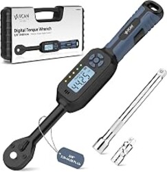 3/8 Torque Wrench Digital (2.21-44.25 Ft. Lb) ±2% High accuracy Digital Torque Wrench 3/8 Drive Ratchet with Buzzer&LED Indicator Track Mode/Universal Joint&6" Xtension Bar for Bike Moto Auto