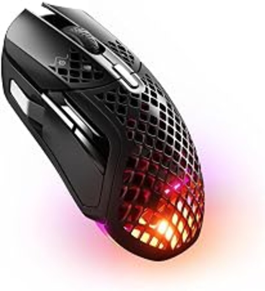 SteelSeries Aerox 5 Wireless - Holey RGB Gaming Mouse - Ultra-lightweight Water Resistant Design - 9 Buttons – Bluetooth/2.4 GHz - 18K DPI TrueMove Air Optical Sensor | 74g lightweight design with 9 programmable buttons and 18000 CPI for precision, durability and lag-free response