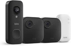 Blink Outdoor 4 and Wired Doorbell 2K+ (newest model) — Two-year battery 1080p cameras and 2K hardwired doorbell. Sync Module Core included — 2 Cameras + Doorbell (Black)