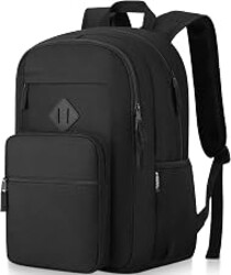 Atrgreu Black School Backpack for Teen Boys Girls, Lightweight Casual Student Bookbag, Daily-use Men and Women Travel Laptop Backpack Fits 15.6 Inch Notebook
