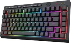 Redragon Wireless Gaming Keyboard, RGB Backlit, Portable 75% Design, Black | Bluetooth/2.4GHz/USB-C Wired, Mini Quiet Macro Membrane Keyboard, Rechargeable 4000mAh Battery, Anti-Ghosting for Win/MAC