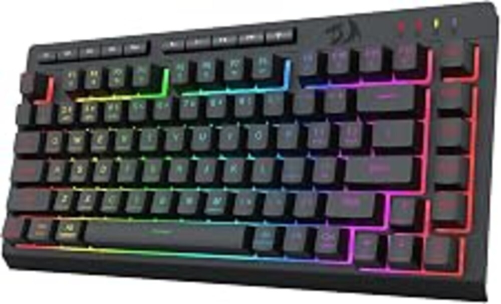 Redragon Wireless Gaming Keyboard, RGB Backlit, Portable 75% Design, Black | Bluetooth/2.4GHz/USB-C Wired, Mini Quiet Macro Membrane Keyboard, Rechargeable 4000mAh Battery, Anti-Ghosting for Win/MAC