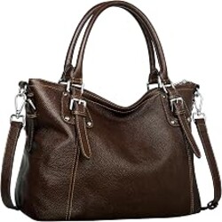 HESHE Leather Purses and Handbag for Women Shoulder Bag Tote Top Handle Bag | Genuine Designer Large Capcity Hobo Crossbody Satchel Travel Work Ladies Zippered Ladies Daily Bag Adjustable Long Strap