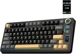 EPOMAKER X Aula EA75 MAX Wireless Gaming Keyboard with Screen & Knob | 5000mAh, Hot-Swap, Lubed Switches, RGB Backlit, Creamy Gasket, 75% Mechanical Keyboard (Black, Ice Vein Switch)