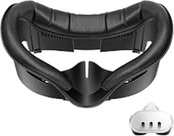 Face Pad for Meta Quest 3 Facial Interface for Oculus Quest 3 Accessories Sweet-Proof PU Leather Foam Cushion Face Cover Replacement Black