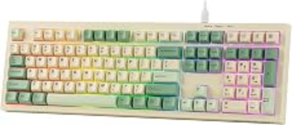 MechLands Aula S102 Membrane Gaming Keyboard w/Number Pad, 100% Full Size | Silent Keyboard for Office/PC Game, USB-C Wired, RGB Backlit, Creamy Silicone Structure, Ergonomic Stands (Yellow)