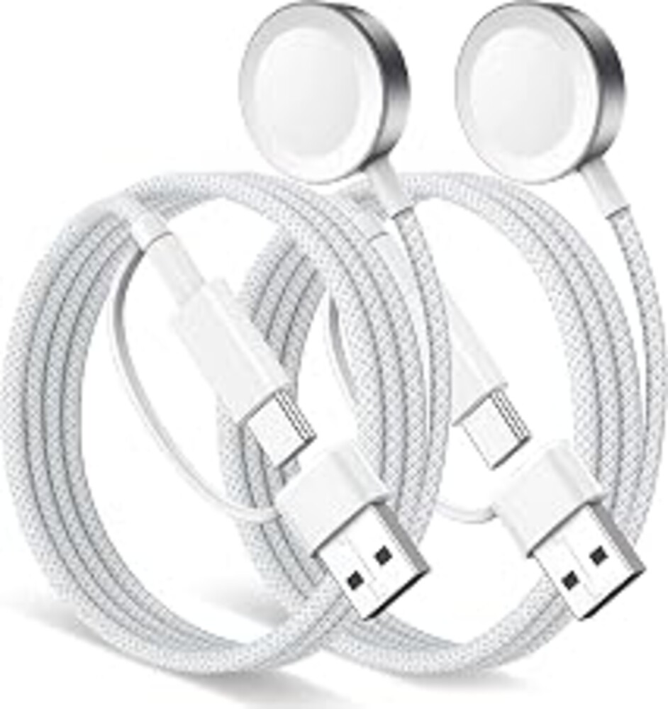 2 in 1 Travel Essentials for Apple Watch Charger，Multi Charging Cable | Nylon Braided USB A&C Multi Charging Cord for Apple Watch,2Packs 4Ft Wireless Accessories Compatible with iWatch Series