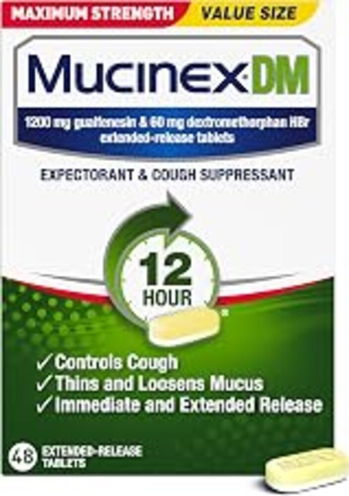 Mucinex DM 12Hr Max Strength Chest Congestion & Cough Medicine, 48 Tablets