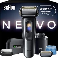Braun NEVO Men's Electric Shaver with World's 1st AeroTouch Technology, Premium Value Kit, Includes Smart Display, 7in1 Care System, Power Travel Case. ProCare Attachment, Blade Refill Head, 17610C