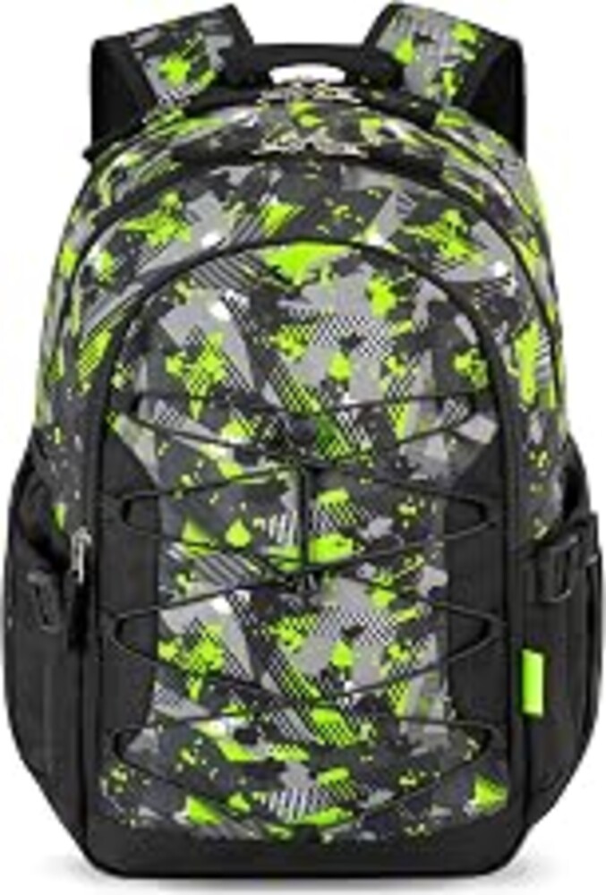 Choco Mocha Boys School Backpack, Green Backpack for Teen Boys Kids Large Bookbag 17.5 Inch, Camo