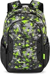 Choco Mocha Boys School Backpack, Green Backpack for Teen Boys Kids Large Bookbag 17.5 Inch, Camo