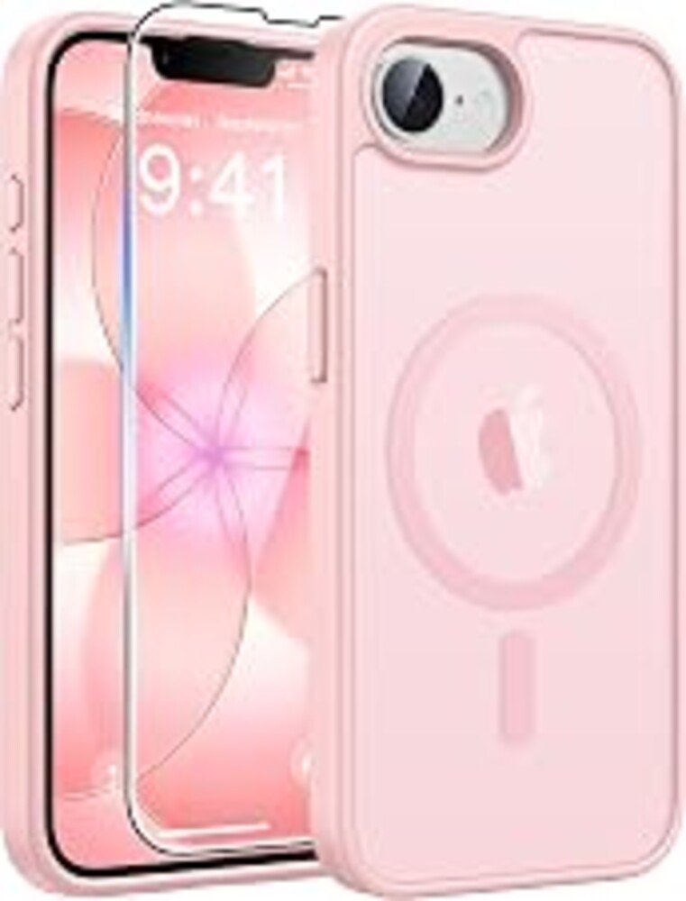 FNTCASE for iPhone 17e/ iPhone 16e Case, Fit for Magsafe, Screen Protector | Translucent Matte Magnetic Back, 14FT Military Grade Drop Protection, Shockproof Protective Phone Cover, Light Pink