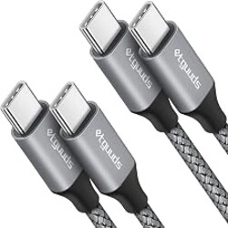 etguuds USB C to USB C Cable 2ft, 2-Pack 60W C to C Cable Fast Charging | for iPhone 17 16 15 Pro Max Plus Air, Samsung Galaxy S26 S25 S24 S23, USBC iPad MacBook Charger Cord Type C, Pixel, Gray